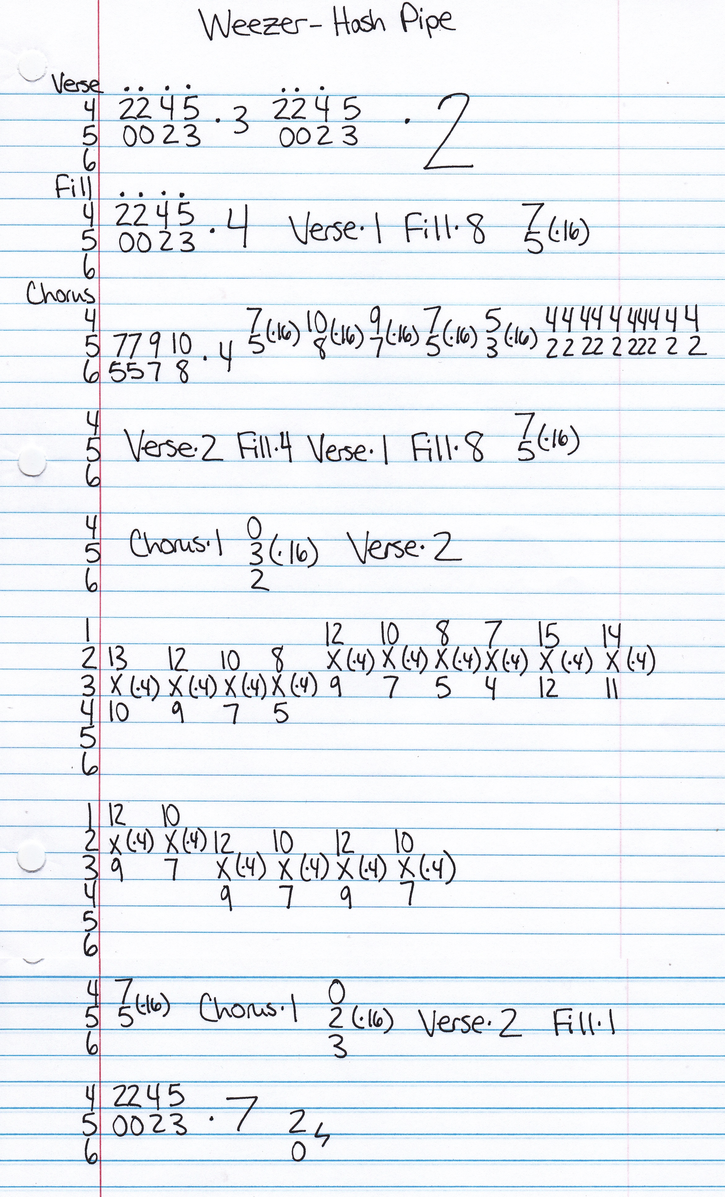 High quality guitar tab for Hash Pipe by Weezer off of the album The Green Album. ***Complete and accurate guitar tab!***